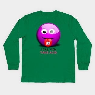 Real men take acid smiley face purple om Kids Long Sleeve T-Shirt